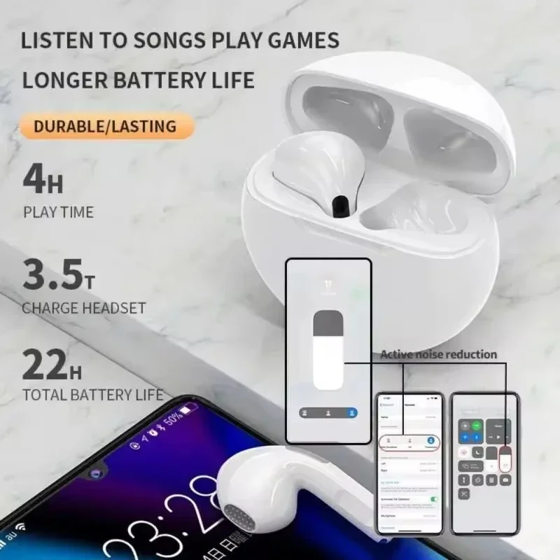 Xiaomi Pro6 True Wireless Headphone Bluetooth 5.2 Earphones TWS Gaming Stereo Noise Reduction Heavy Bass Mini In-ear Earbuds – Image 3