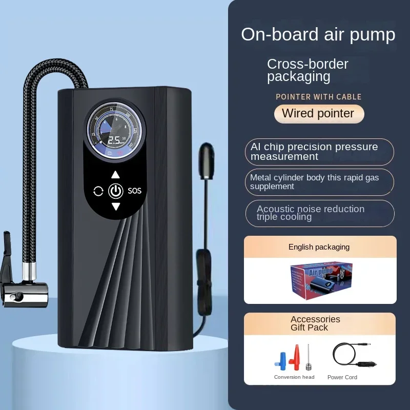 Electric Car Air Pump with Wired Cigarette Lighter Power Plug - Vehicle Tire Inflator – Image 7