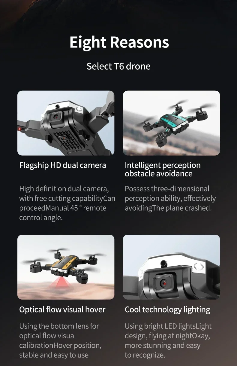Xiaomi T6 Drone 8k Profesional 4K HD GPS Camera Obstacle Avoidance Aerial Photography Optical Flow Foldable Quadcopter Gift 1KM – Image 13