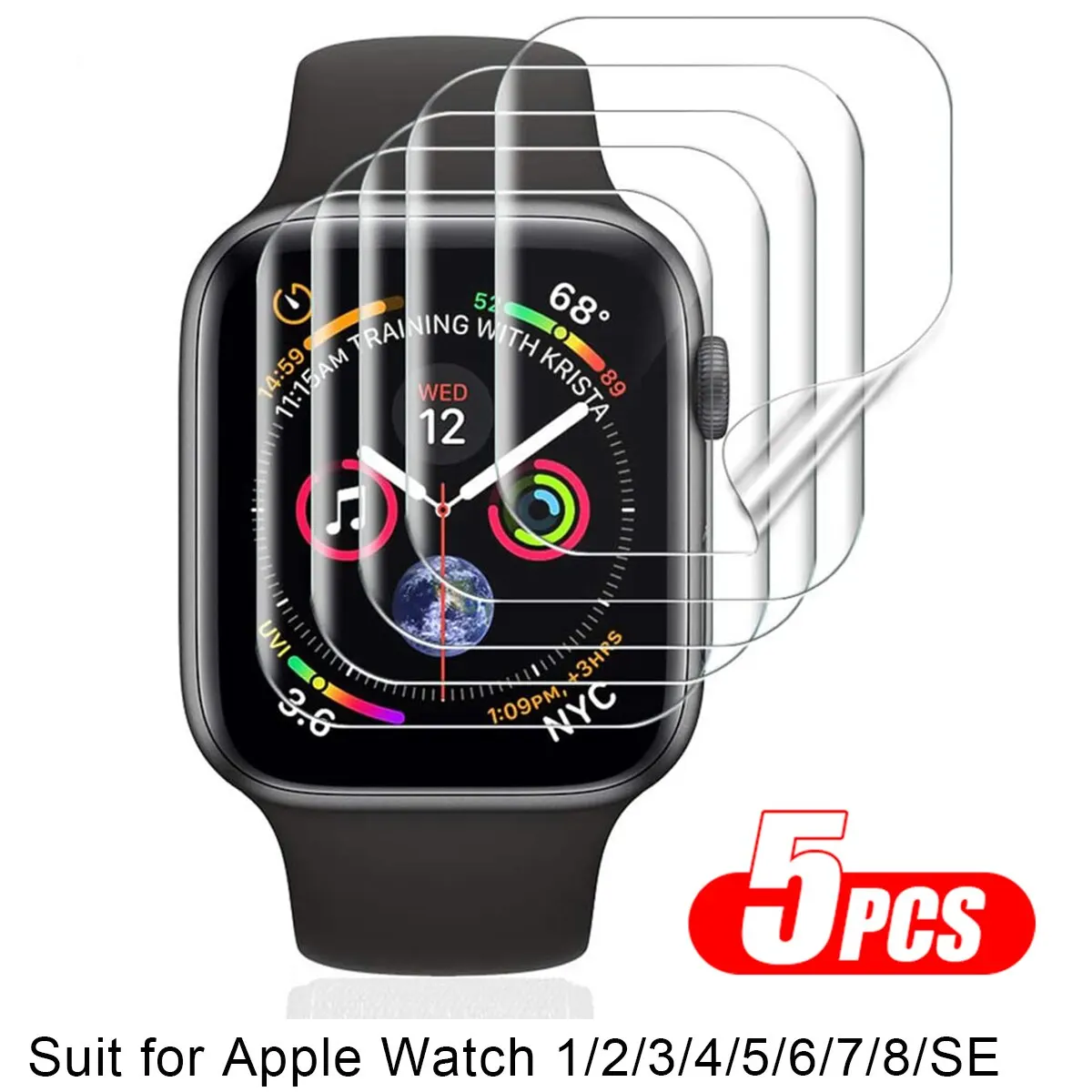 5pcs/lot Screen Protector Film For Apple Watch 9 8 7 6 SE 5 4 3 Full Protective For IWatch Series 38mm 42mm 45mm 41mm 40mm 44mm – Image 8